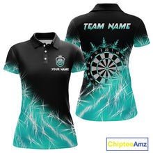 Load image into Gallery viewer, Turquoise Icy Lights Womens Darts Polo &amp; Quarter Zip Custom Dart Shirt For Team Darts Jersey Outfit TDM4150