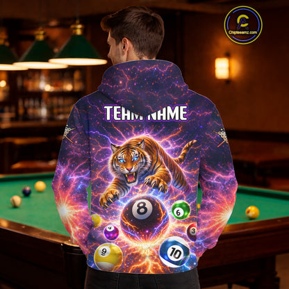 Colorful Pool Balls Tiger Billiard Hoodie For Men And Women Custom Thunder Lightning 8 Ball Hoodie TDM5685