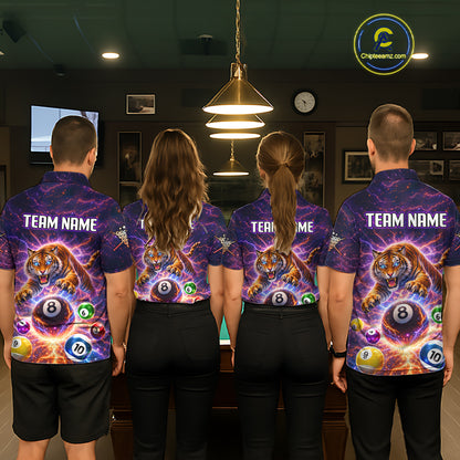 Colorful Billiard Balls Tiger Pool Shirt For Women Custom Thunder Lighting Billiard Team Jersey TDM5685