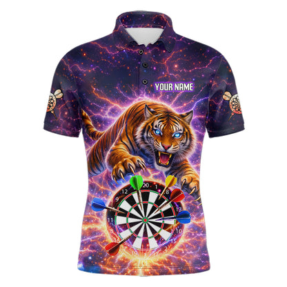 Colorful Thunder Lightning Tiger Darts Shirt For Men Custom Darts Jersey Team Polo & 1/4 Zip TDM5686