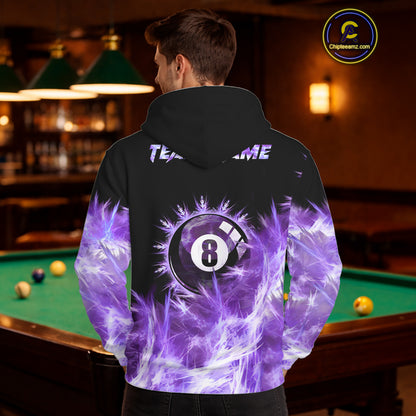 Purple Icy Light 8 Ball Pool Hoodie For Men And Women Custom Billiard Hoodie Team Jersey TDM5690