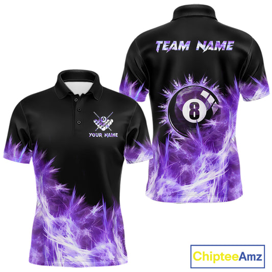 Purple Icy Light 8 Ball Pool Billiard Polo & Quarter Zip For Men Custom Billiard Team Jerseys TDM5690
