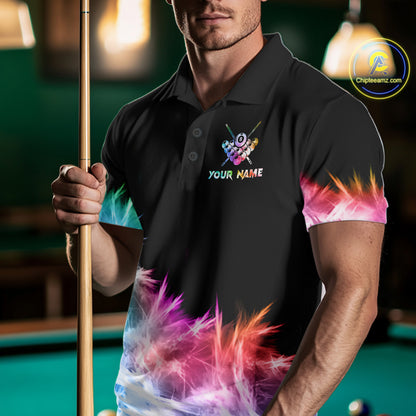 Colorful 8 Ball Pool Icy Light Billiard Polo & Quarter Zip For Men Custom Billiard Team Jerseys TDM5691