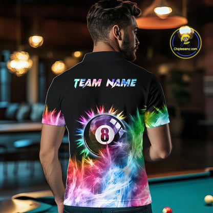 Colorful 8 Ball Pool Icy Light Billiard Polo & Quarter Zip For Men Custom Billiard Team Jerseys TDM5691