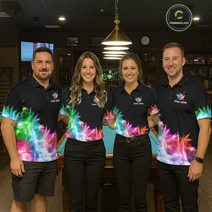 Colorful 8 Ball Pool Icy Light Billiard Polo & Quarter Zip For Men Custom Billiard Team Jerseys TDM5691