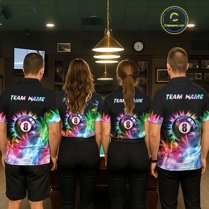 Colorful 8 Ball Pool Icy Light Billiard Polo & Quarter Zip For Men Custom Billiard Team Jerseys TDM5691