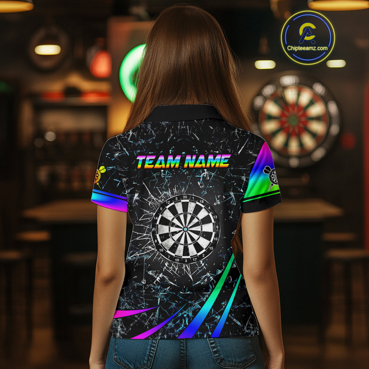 Funny Rainbow Colorful Glass Break Darts Shirt For Women Custom Darts Jersey Team Polo & 1/4 Zip TDM5414