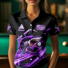 Load image into Gallery viewer, Purple 8 Ball Pool Billiard Shark Polo &amp; Quarter Zip For Women Custom Team League Billiard Jerseys TDM3407