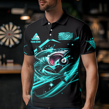 Load image into Gallery viewer, Turquoise 8 Ball Pool Billiard Shark Polo &amp; Quarter Zip For Men Custom Team League Billiard Jersey TDM3408