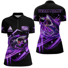Load image into Gallery viewer, Purple 8 Ball Pool Billiard Shark Polo &amp; Quarter Zip For Women Custom Team League Billiard Jerseys TDM3407