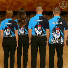 Load image into Gallery viewer, Custom Black And Blue Funny Chicken Bowling Shirts For Men, Bowling Team Jersey Polo &amp; 1/4 Zip TDM6301
