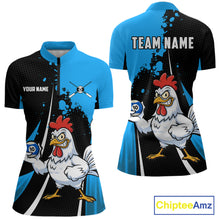 Load image into Gallery viewer, Blue Funny 10 Ball Pool Chicken Billiard Shirt For Women, Billiard Team Jersey Polo &amp; 1/4 Zip TDM6303