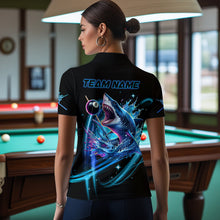 Load image into Gallery viewer, Blue 8 Ball Pool Billiard Shark Polo &amp; Quarter Zip For Women Custom Team League Billiard Jerseys TDM2715