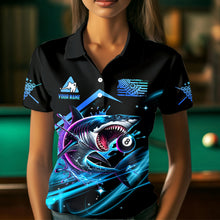 Load image into Gallery viewer, Blue 8 Ball Pool Billiard Shark Polo &amp; Quarter Zip For Women Custom Team League Billiard Jerseys TDM2715