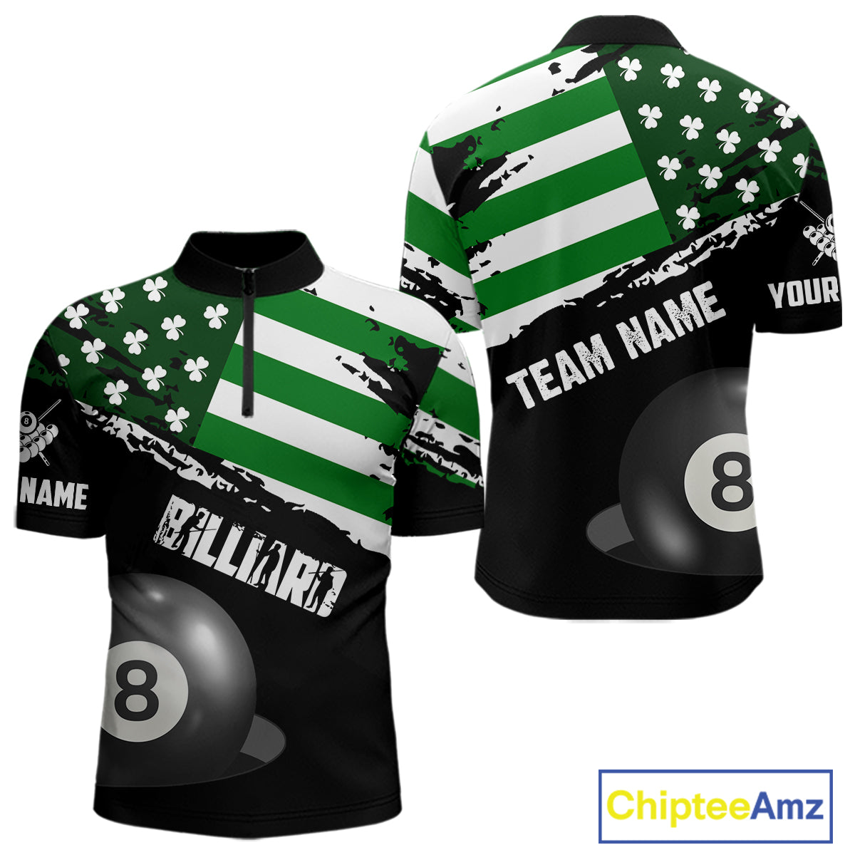 Personalized US Flag St Patrick Day Billiard Shirt For Men, Luckiest Shamrock 8 Ball Pool Jersey TDM5707