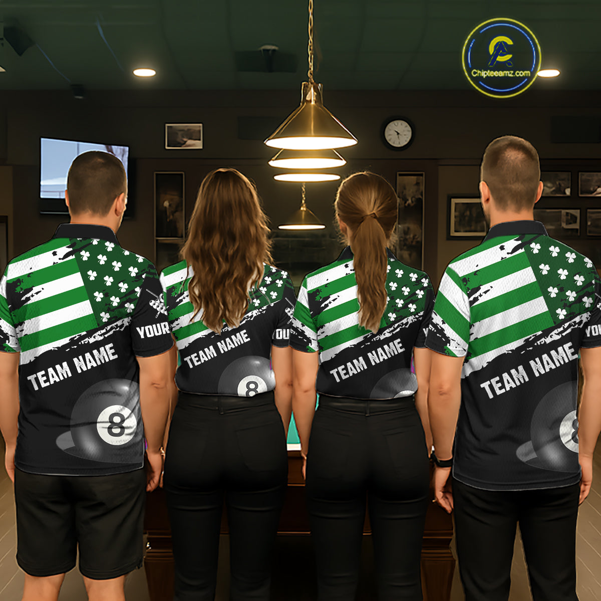 Personalized US Flag St Patrick Day Billiard Shirt For Women, Luckiest Shamrock 8 Ball Pool Jersey TDM5707