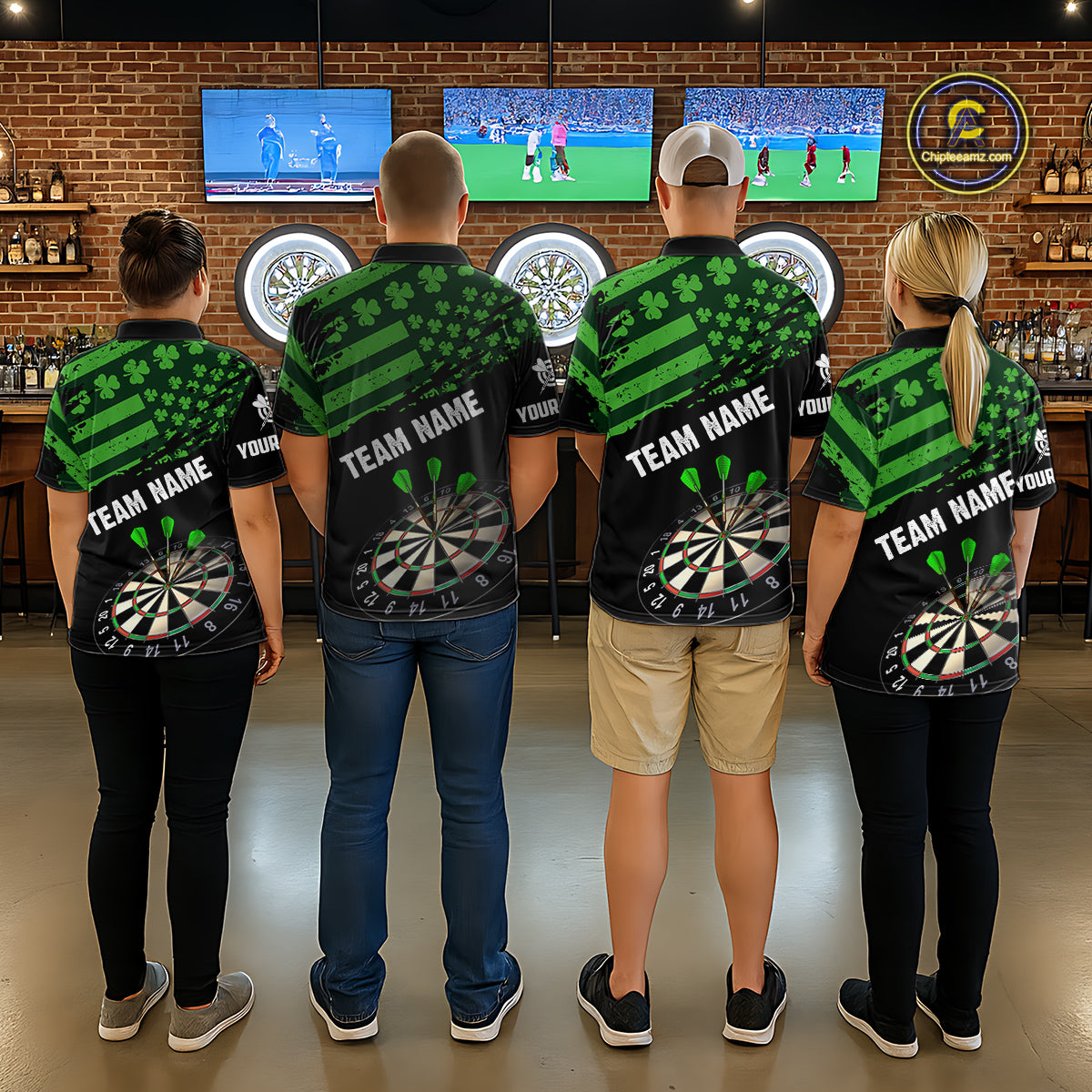 Personalized US Flag St Patrick Day Dart Shirts For Women Custom Luckiest Shamrock Darts Jerseys TDM5709