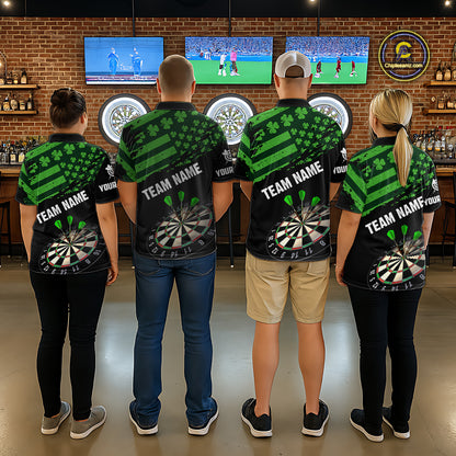 Personalized US Flag St Patrick Day Dart Shirts For Women Custom Luckiest Shamrock Darts Jerseys TDM5709