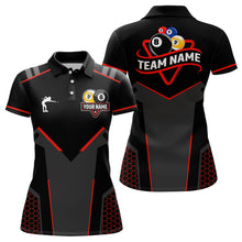 Load image into Gallery viewer, Personalized Billiard 8 Ball &amp; 9 Ball Pool Polo, 1/4 Zip For Women Custom Team Billiard Jerseys |Red TDM3547