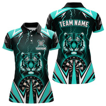 Load image into Gallery viewer, Personalized Tiger 3D Printed Darts Shirts For Women Custom Thunder Lightning Turquoise Darts  Jersey TDM2478