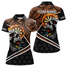 Load image into Gallery viewer, Personalized Skull Dartboard Fire Tribal Dart Shirts For Women Custom Darts Team Shirt Dart Jerseys TDM3218