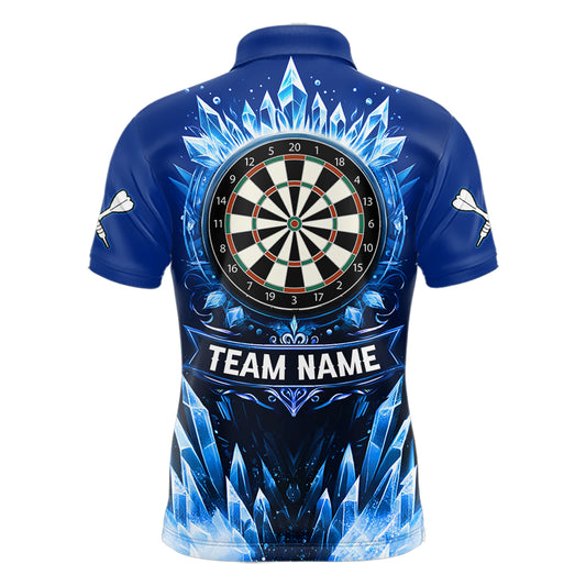Personalized Blue Dartboard Icy Darts Polo & 1/4 Zip Custom Darts Shirt For Men, Darts Team Jersey TDM5716