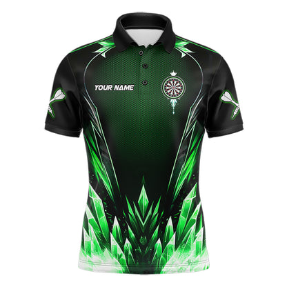 Personalized Green Dartboard Icy Darts Polo & 1/4 Zip Custom Dart Shirt For Men, Darts Team Jersey TDM5717