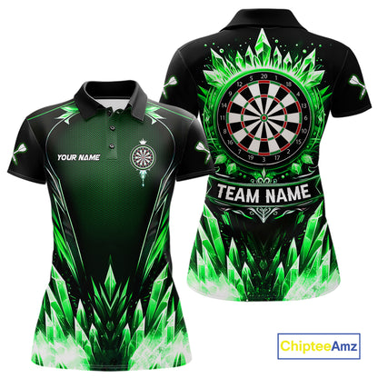 Personalized Green Dartboard Icy Darts Polo & 1/4 Zip Custom Dart Shirt For Women, Darts Team Jersey TDM5717