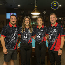 Load image into Gallery viewer, Black And Red Glass Break 8 Ball Billiard Shirt For Men Custom Pool Team Jersey Polo &amp; 1/4 Zip TDM6324