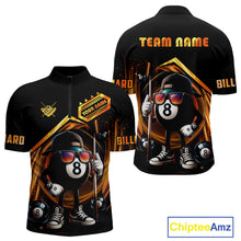 Load image into Gallery viewer, Orange Funny 8 Ball Billiard Shirt For Men Custom Pool Team Shirt, Billiard Jersey Polo &amp; 1/4 Zip TDM5206