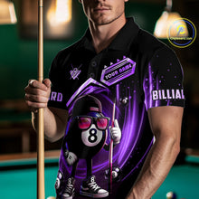 Load image into Gallery viewer, Purple Funny 8 Ball Billiard Shirt For Men Custom Pool Team Shirt, Billiard Jersey Polo &amp; 1/4 Zip TDM5207