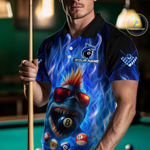 Load image into Gallery viewer, Personalized Blue Funny Shark Flame Men&#39;s Billiards Shirts Custom 8 Ball Billiard Team Jersey TDM5214