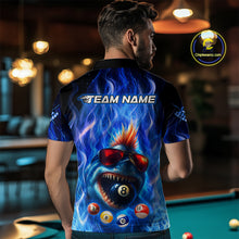Load image into Gallery viewer, Personalized Blue Funny Shark Flame Men&#39;s Billiards Shirts Custom 8 Ball Billiard Team Jersey TDM5214