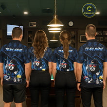 Load image into Gallery viewer, Blue Funny 8 Ball Pool Billiard Shirt For Men Custom Flame Billiard Team Jersey Polo &amp; 1/4 Zip TDM6346