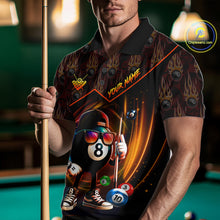 Load image into Gallery viewer, Orange Funny 8 Ball Pool Billiard Shirt For Men Custom Flame Billiard Team Jersey Polo &amp; 1/4 Zip TDM6347