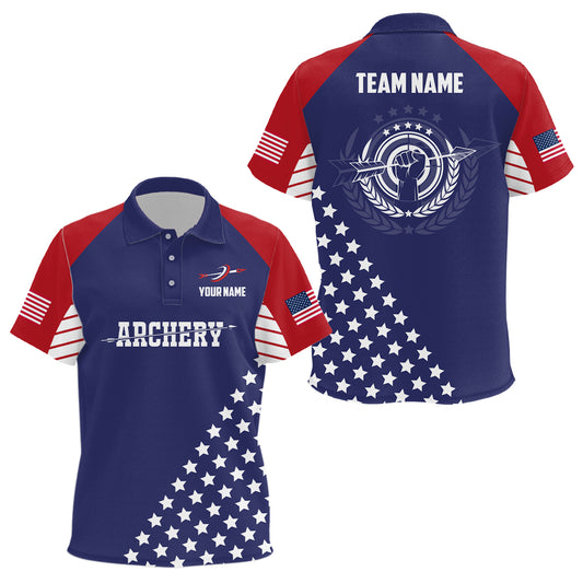Personalized US Archery Polo Shirts For Kid Custom Team Name  American Flag Archery Jerseys TDM0590