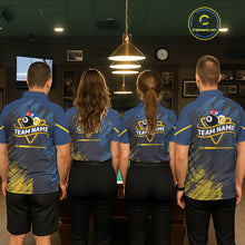 Load image into Gallery viewer, Personalized Blue Yellow 8 Ball &amp; 9 Ball Pool Polo &amp; 1/4 Zip For Women Custom Team Billiard Jersey TDM5745