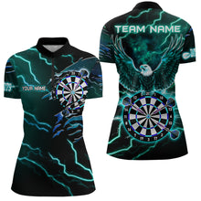 Load image into Gallery viewer, Personalized Thunder Lightning Eagle Turquoise Darts Shirt Polo &amp; Quarter Zip For Women Dart Jerseys TDM3579