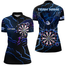 Load image into Gallery viewer, Personalized Thunder Lightning Eagle Blue Darts Shirt Polo &amp; Quarter Zip For Women Dart Team Jersey TDM3580