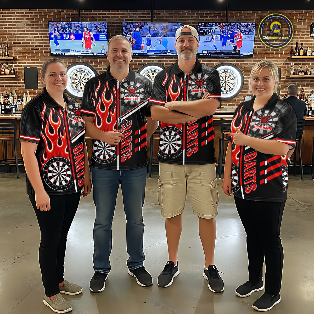 Black And Red Flaming Smoke Darts Shirt For Men Custom Darts Jersey Team Polo & 1/4 Zip TDM6095