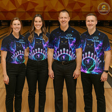 Load image into Gallery viewer, Neon Funny Cat Bowling Jersey Polo &amp; 1/4 Zip For Men Custom Bowling Team Jersey, Bowling Gifts TDM6359