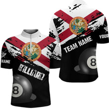 Load image into Gallery viewer, Personalized Grunge Florida Flag 8 Ball Billiard Shirts For Men Custom Patriotic Billiard Jerseys TDM2044