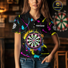 Load image into Gallery viewer, Funny Colorful Paint Darts Jersey For Women Custom Polo &amp; Quarter Zip Darts Team Shirts Outfit TDM4602