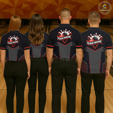 Load image into Gallery viewer, Personalized Bowling Jersey For Men Custom Black And Red Bowling Team Shirt Polo &amp; 1/4 Zip TDM6116