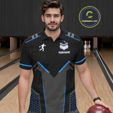 Load image into Gallery viewer, Personalized Bowling Jersey For Men Custom Black And Blue Bowling Team Shirt Polo &amp; 1/4 Zip TDM6117