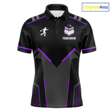Load image into Gallery viewer, Personalized Bowling Jersey For Men, Custom Black And Purple Bowling Team Shirt Polo &amp; 1/4 Zip TDM6547