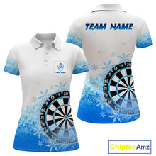 Load image into Gallery viewer, Blue Icy Frozen Darts Shirts With Pocket For Women Custom Darts Team Jerseys TDM4035