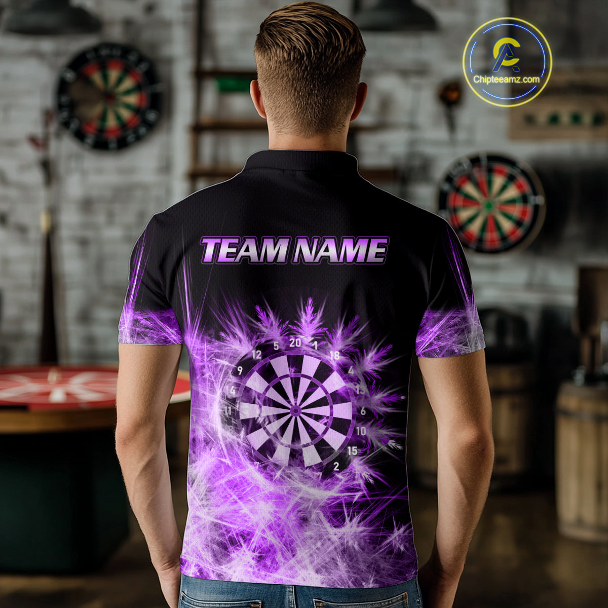 Purple Icy Light Mens Darts Polo & Quarter Zip Shirts Custom Dart Shirts For Team Darts Jerseys TDM5254
