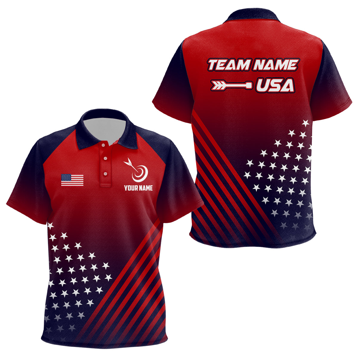 Personalized Patriotic Us Flag Archery Polo Shirts For Kid Custom Team Name Archery Jerseys Shirts TDM0614