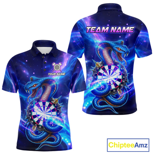 Galaxy Blue Custom Cobra Snake Darts Shirt For Men, Darts League Jersey Team Polo & 1/4 Zip TDM5274